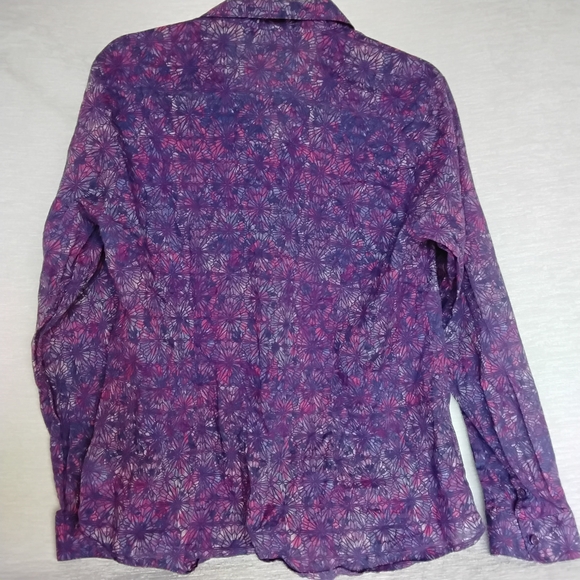 Coldwater Creek Vibrant Purple and Pink Floral Shirt - Picture 4 of 7
